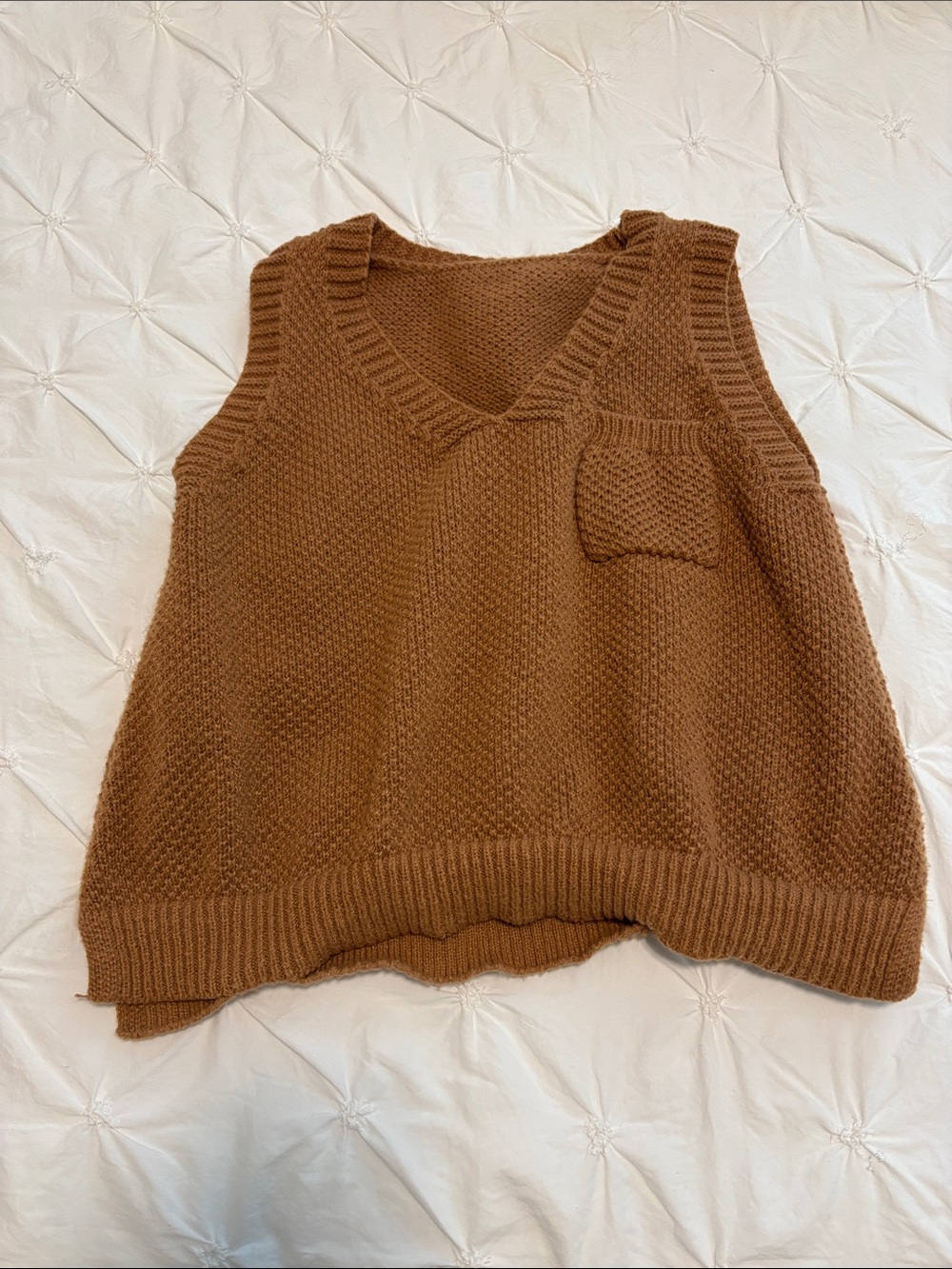 Brown Knit V-Neck Sweater Vest